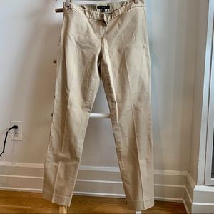 Theory Khaki Cropped Cigarette Pants